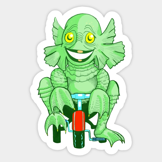 The Creature Rides Again! Sticker by AmysBirdHouse